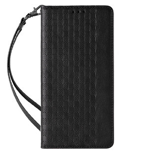 Magnet Strap Case iPhone 14 Plus flip cover wallet mini lanyard stand schwarz