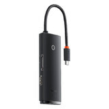 Baseus Lite Series hub multifonctionnel USB Type C - 2 x USB 3.0 / USB Type C / HDMI 1.4 / SD/TF OTG noir (WKQX050001)