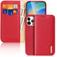 Dux Ducis Hivo custodia flip in pelle naturale per carte e documenti iPhone 14 Pro Max rosso