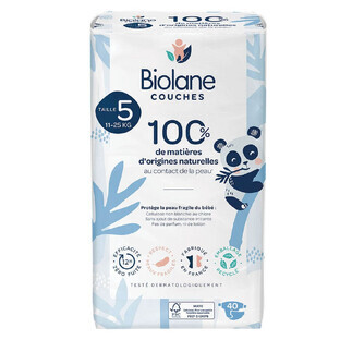 Biolane Naturals Ökologische Windeln Größe 5 x40
