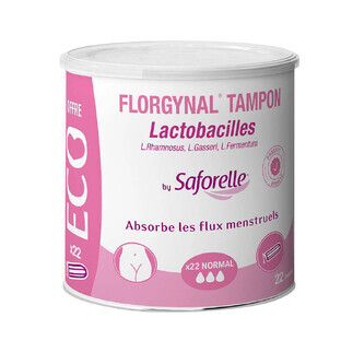 Saforelle Florgynal Tampons mit Lactobacillus für die Menstruation Compact normal ohne Applikator ECO x22