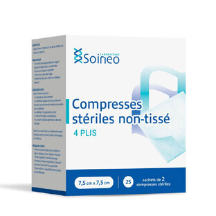 Tablete nețesute sterile Soineo 7,5x7,5 cm x25 pachete de 2 tablete