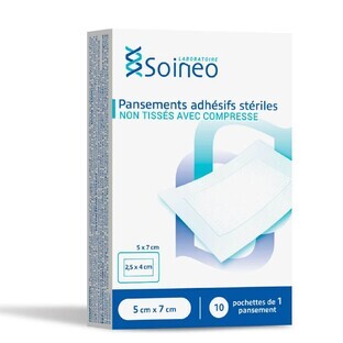 Soineo Pansements adhésif stériles non-tissé 5cmx7cm x10