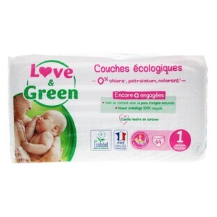 Love&Green Hypoallergenic Diapers Size 1 2 to 5 kg x44