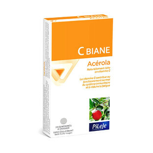 Pileje C Biane C Biane Acerola Taste Red Fruits Chewable Tablets X20 Goût Fruits Rouges 20 Comprimés à Croquer Pileje C Biane C Biane Acerola Taste Red Fruits Chewable Tablets X20 Goût Fruits Rouges 20 Comprimés à Croquer