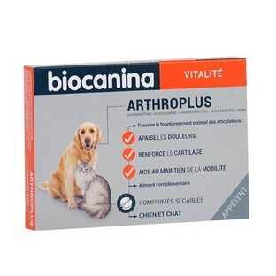 Biocanine Arthroplus schmackhafte Tabletten für Hunde und Katzen X40
