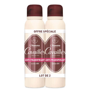 Cavaillès Absorb + Deodorante Spray Antitraspirante 48h Uomo 2x150ml
