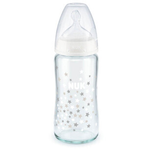 Nuk First Choice+ mit Temperaturkontrolle Flasche Stars Größe M Glas von 0 bis 6 Monate 240 ml