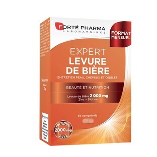 Forté Pharma Cuidado Capilar Levadura de cerveza para cabello, uñas y piel con zinc y biotina 56 comprimidos