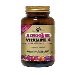 Solgar Vitamine C 90 Framboos en Cranberry, gearomatiseerde kauwtabletten Framboise/Cranberry 500 mg