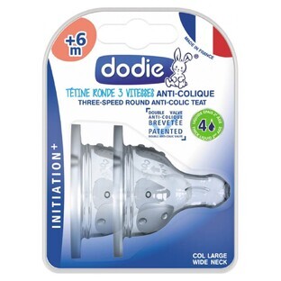 Dodie Round 3-snelheden anti-colic spenen cola large 6 maanden en ouder x2