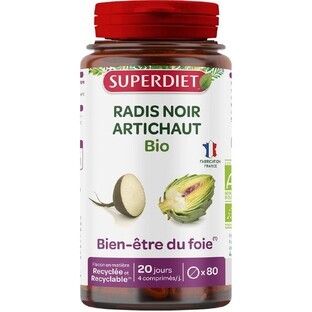 Superdiet Radis Noir Artichaut Bio Bien être du foie 80 comprimés