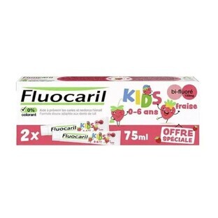 Fluocaril Tandpasta Kids Bi-Fluoré Fraise 0 - 6 ans 2x75ml