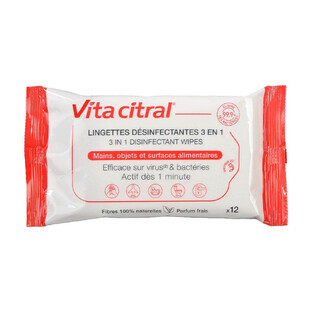 Vita Citral Desinfektionsmittel Wischtücher 3in1 x12