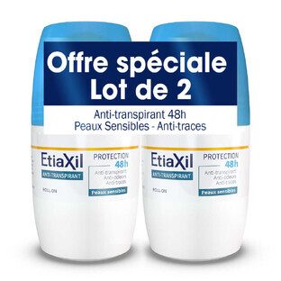 Etiaxil Anti-Transpirant Deodorant Roll-On 48h Protect Mäßiges Schwitzen Empfindliche Haut 2x50ml