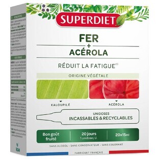 Superdiet Eisen + Acerola reduziert Müdigkeit Guter fruchtiger Geschmack unidosis 20x15ml