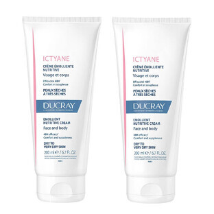 Ducray Ictyane Crema Emoliente Nutritiva Rostro y Cuerpo Pieles Secas a Muy Secas 2x200ml