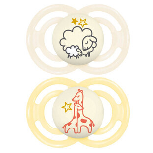 Chupetes simétricos Mam Perfect Night Animal 18 meses + x2