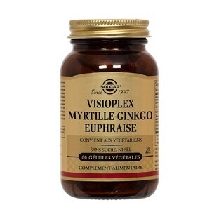 Solgar Visioplex Heidelbeere-Ginkgo Euphrasia 60 Antioxydant Vision Yeux 60 gélules végétales