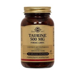 Solgar Taurina 50 Geles Vegetales Vitalité Cardiovasculaire 500 mg