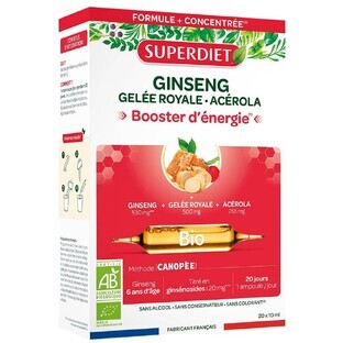 Superdiet Ginseng Gelée Royale Acerola Bio Booster d'énergie 20x10ml
