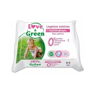 Love&Green Salviettine ipoallergeniche senza profumo x55