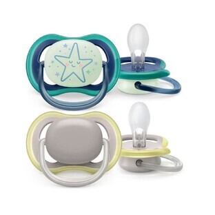 Avent Ultra-Air Sucettes symétriques Nighttime 6-18 Mois X2