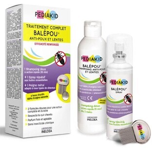 Pediakid Traitement complet Balépou® Anti-Poux et Lentes Shampoing 200ml + Spray répulsif 100ml 300ml