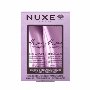 Nuxe Hair Prodigieux Shine Șampon efect de oglindă 200 ml + balsam de descurcare strălucire