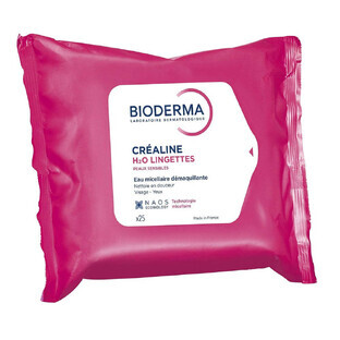 Bioderma Crealine Toallitas Limpiadoras Cara y Ojos 25 unidades Piel Sensible H2O x25