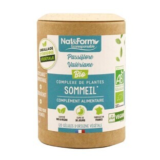 Nat&Form Sleep - Floarea pasiunii/Valerian organic 120 capsule vegetariene
