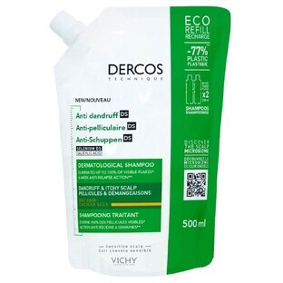 Vichy Dercos Eco-Recharge Shampooing Anti-Pelliculaire Traitant Pellicules et Démangeaisons Cheveux Secs 500ml