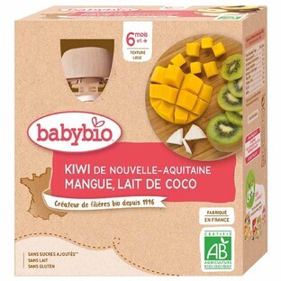 Babybio Composta kiwi, mango e latte di cocco bio dai 6 mesi 4x90g