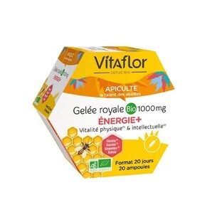 Vitaflor Organic Royal Jelly 20 vials Energy+ 1000 mg