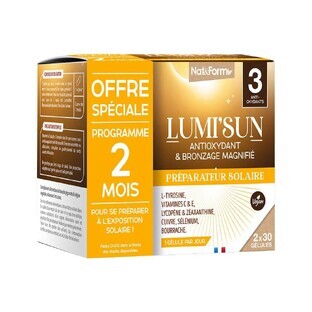 Nat&Form Lumi'Sun Préparateur Solaire Antioxydant et Bronzage Magnifié 2x30 Gélules