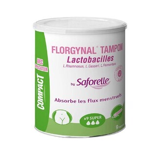 Saforelle Florgynal Tampons with Lactobacillus for menstruation Super compact with applicator X9
