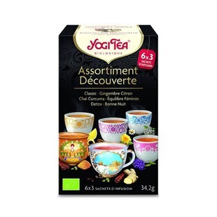 Yogi Tea Surtido Decouverte Clásico + Jengibre Limón + Chai Cúrcuma + Equilibrio Femenino + Detox + Noche