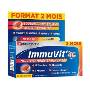 Forté Pharma ImmuVit'4G Senior Immuniteit Vitaminen, Mineralen en Fermenten 60 drielaagstabletten