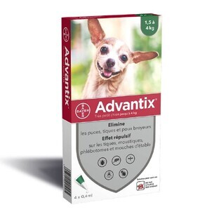 Pipetă Advantix pentru câini mici de la 1,5 la 4 kg X 4