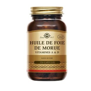 Solgar Huile De Foie De Morue Vitamines A et D Vitalité 250 Gélules