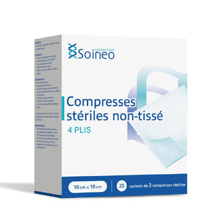 Soineo Sterile 4-layer nonwoven tablets 10x10cm x25 bags of 2