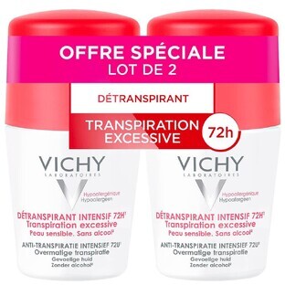 Vichy Deodorant Antiperspirant Roll-on 72h Sensitive Skin Excessive Sweating 2x50ml