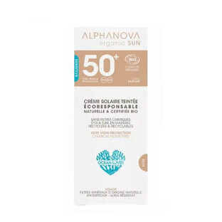 Alphanova Organic Crème solaire teintée très haute protection Spf50+ Peaux sensibles et réactives 50g