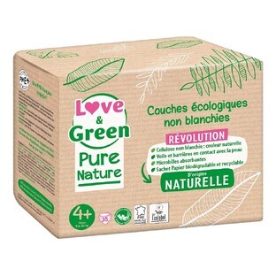 Pañales ecológicos Love&Green Pure Nature Talla 4+ x 35