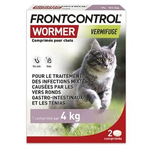 Frontline Frontcontrol Wormer Vermifuge Pour Chat 1 Comprimé par 4kg x2