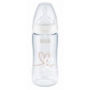 Nuk First Choice+ met temperatuurregeling Siliconen babyfles maat M Hart van 0 tot 6 maanden 300 ml