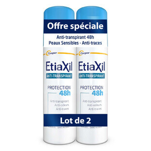 Etiaxil Anti-traspirante Aerosol Deodorante 48h Protect Ascelle Sudorazione moderata Pelle Sensibile 2x150ml
