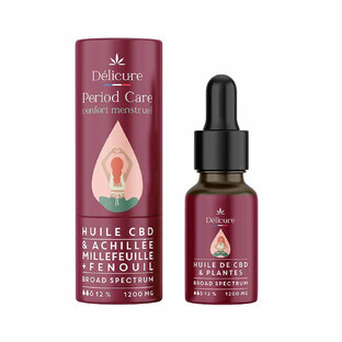 Delicure Menstruatie olie, volledig spectrum CBD 1000mg, scharlei, pepermunt Confort menstruel 10ml