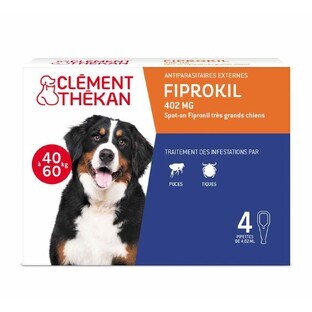Clement-Thekan Fiprokil Anti-Puces Anti-Tiques Très Grands Chiens 40-60kg 4.02ml x 4 pipette