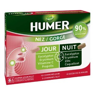 Humer Nez Gorge Jour Nuit 10 Comprimes Jour + 5 Comprimes Nuit